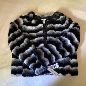 Brand New Bar III White & Black Faux Fur Jacket